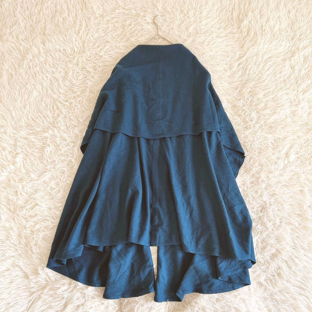 《シビラ》 (M) ウールロングケープジレ ボタンレス クラシカル 日本製 上品