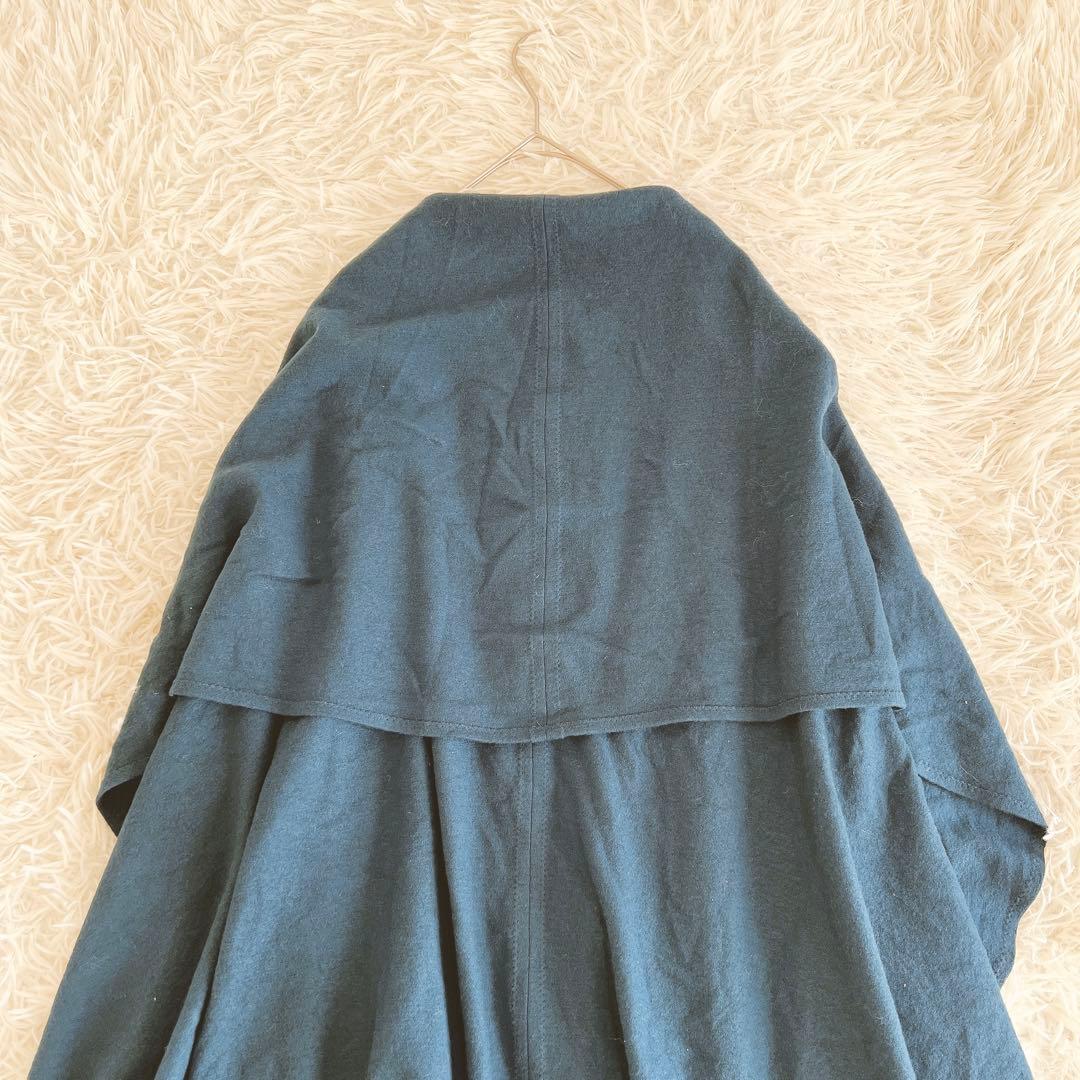 《シビラ》 (M) ウールロングケープジレ ボタンレス クラシカル 日本製 上品