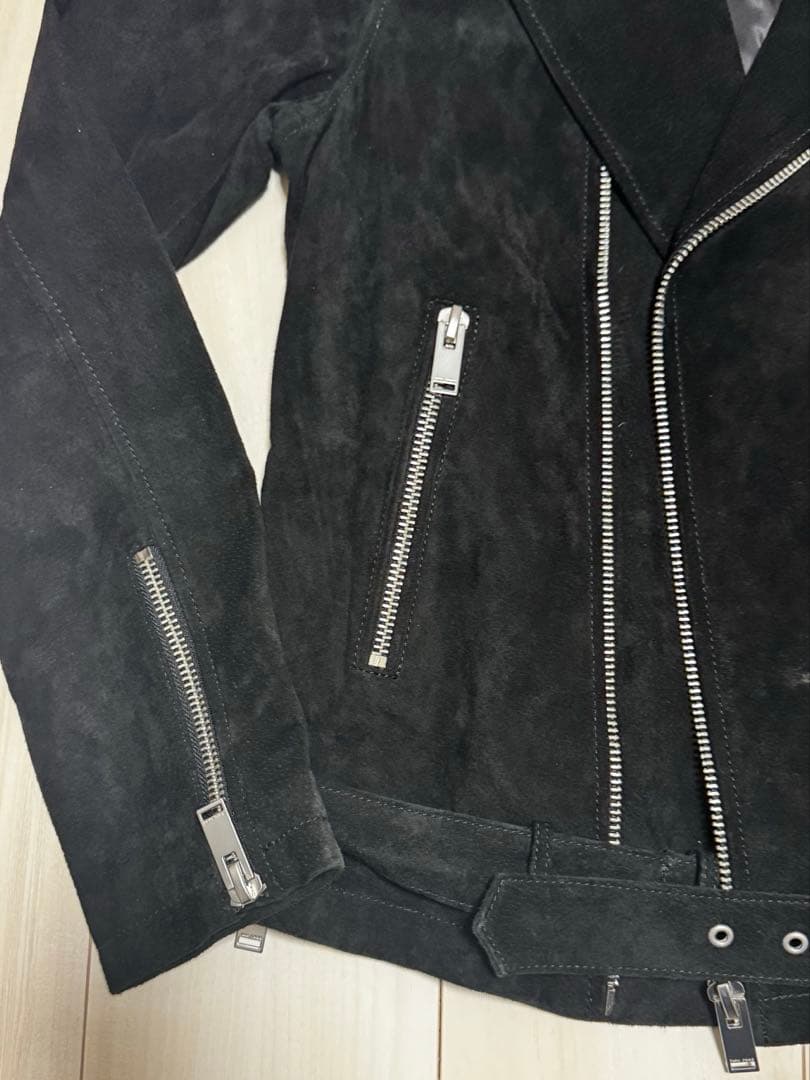 ZARA 黒 本革スエード ライダースジャケット