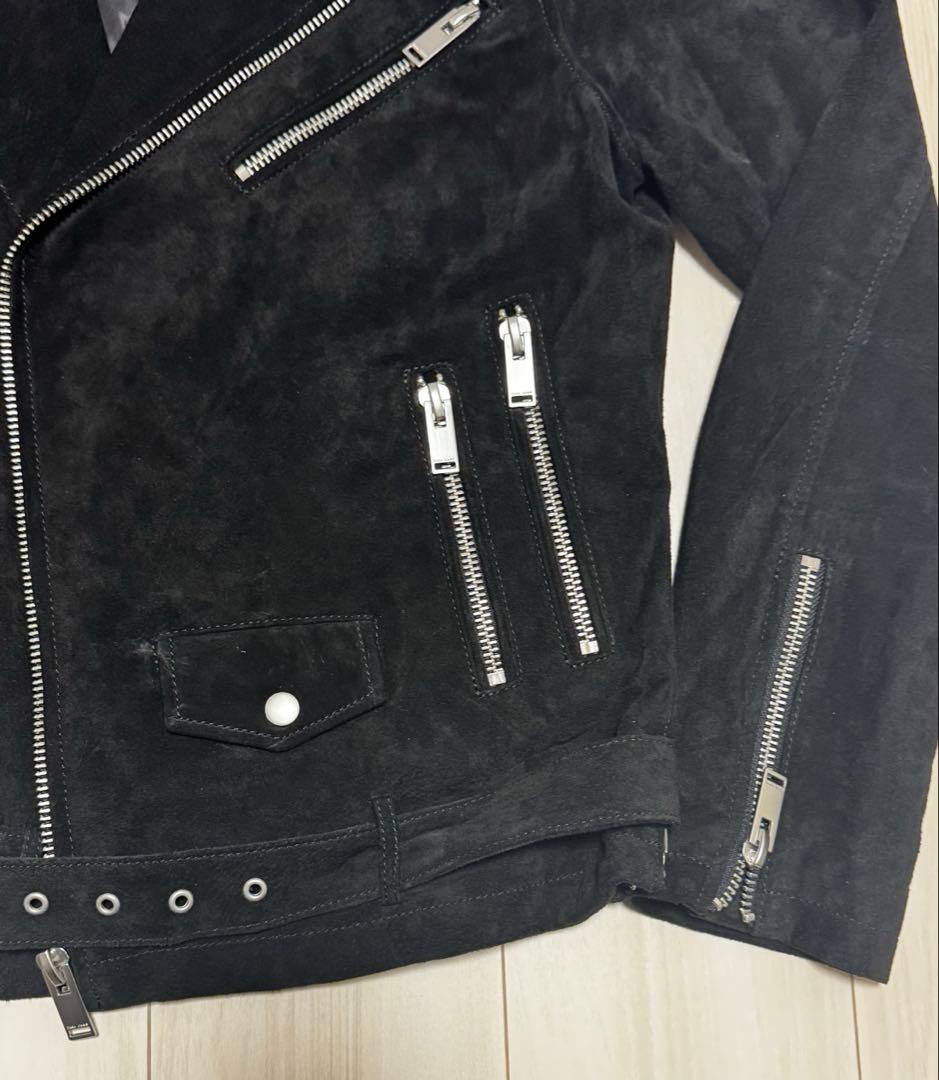 ZARA 黒 本革スエード ライダースジャケット