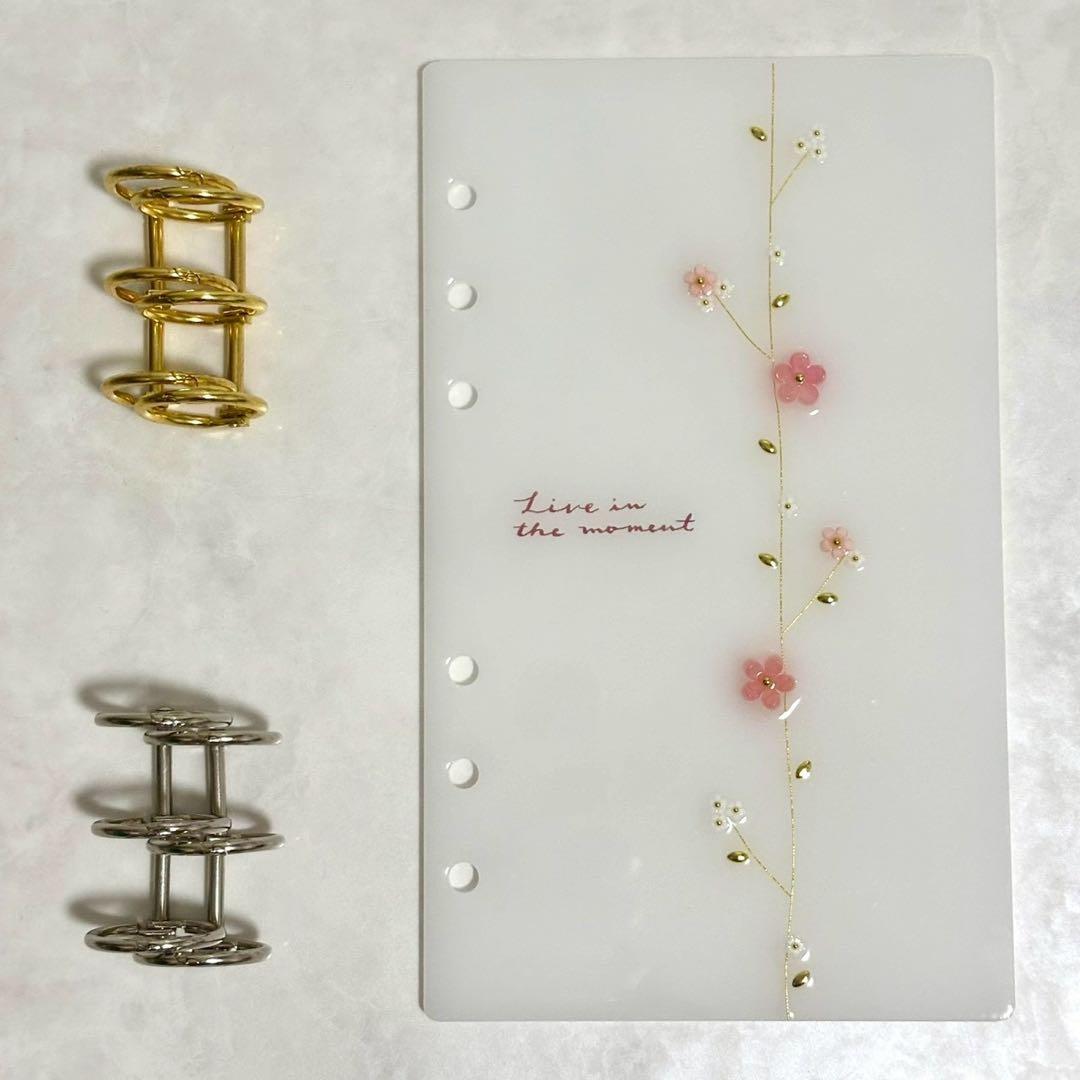✨リンゴ ✨A6 アクリルレジンバインダー　リング付き×2