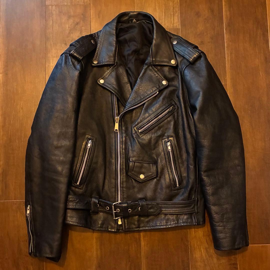 80s vintage レザーダブルライダースジャケット 古着