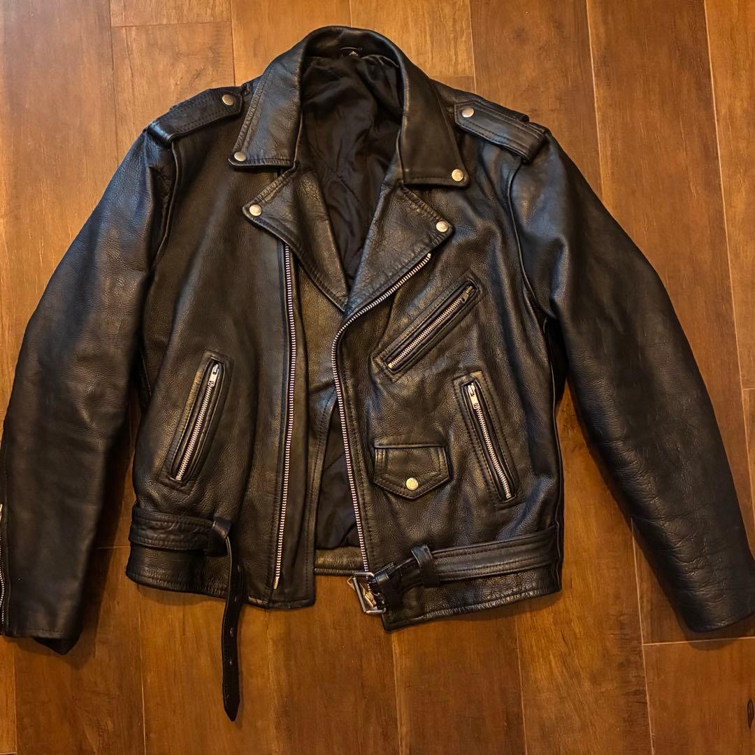 80s vintage レザーダブルライダースジャケット 古着