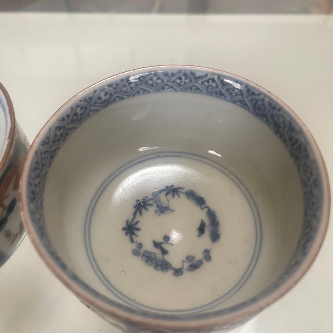 江戸時代　古伊万里　金襴手　小鉢2客 富貴長春