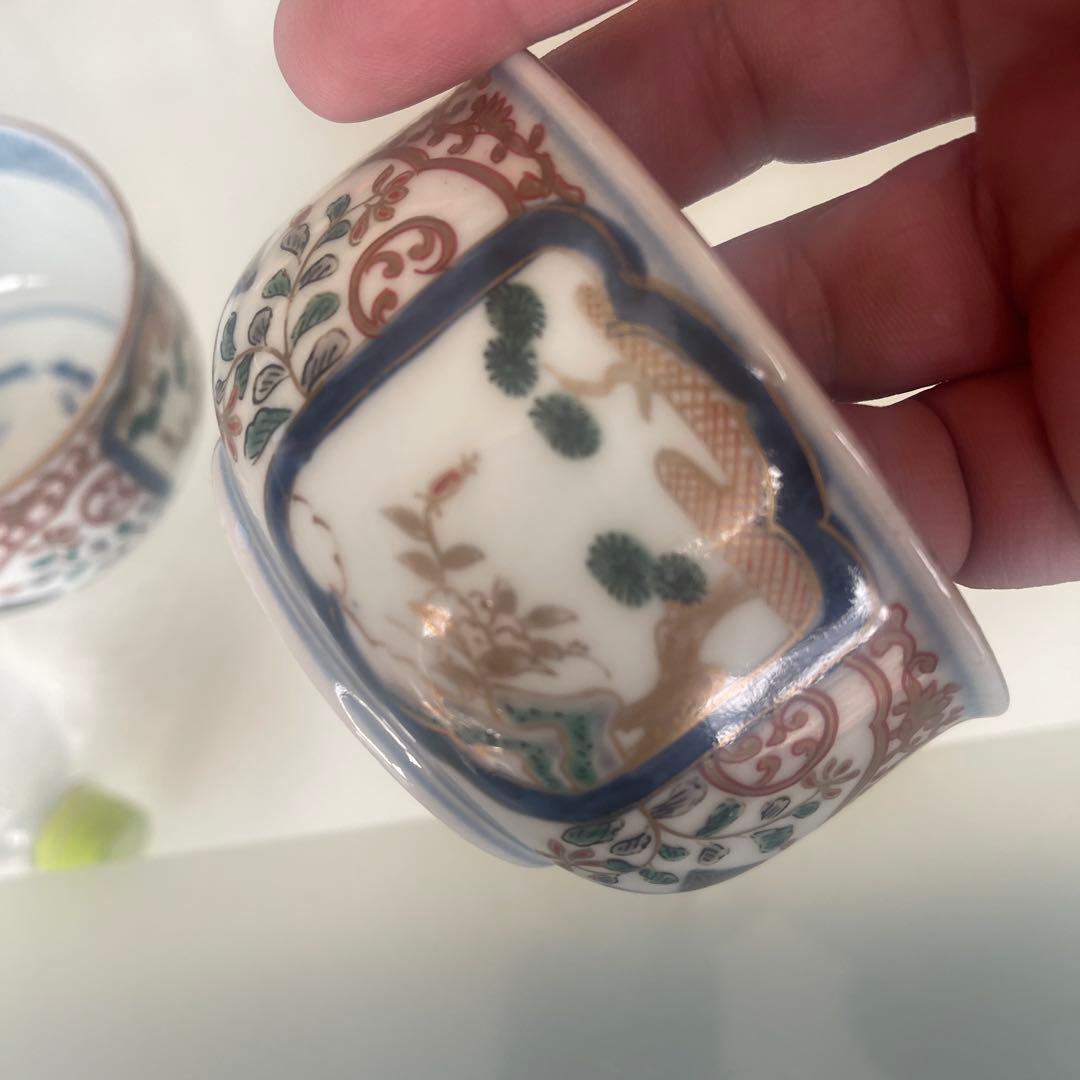 江戸時代　古伊万里　金襴手　小鉢2客 富貴長春