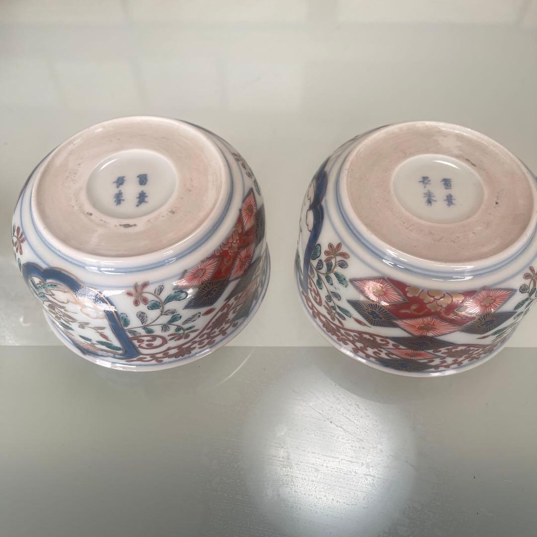 江戸時代　古伊万里　金襴手　小鉢2客 富貴長春