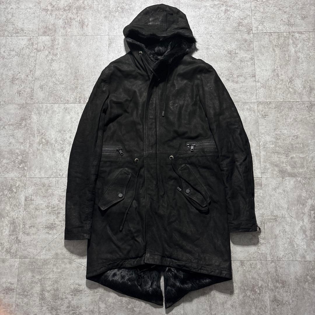 ブラック！　giorgio brato レザー　モッズコート　julius 黒