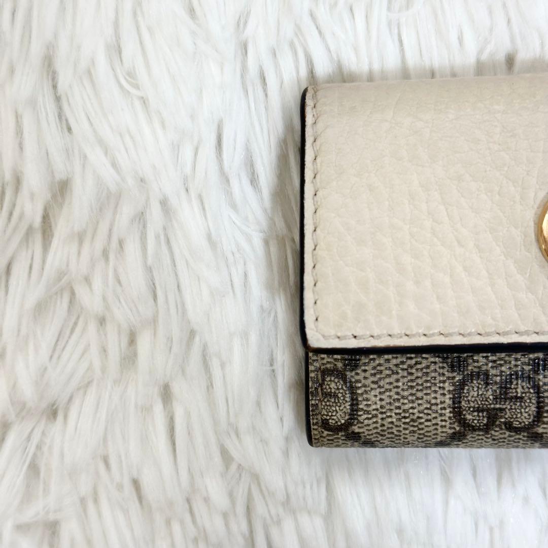 GUCCI キーケース 6連 GGマーモント GGスプリーム ホワイト