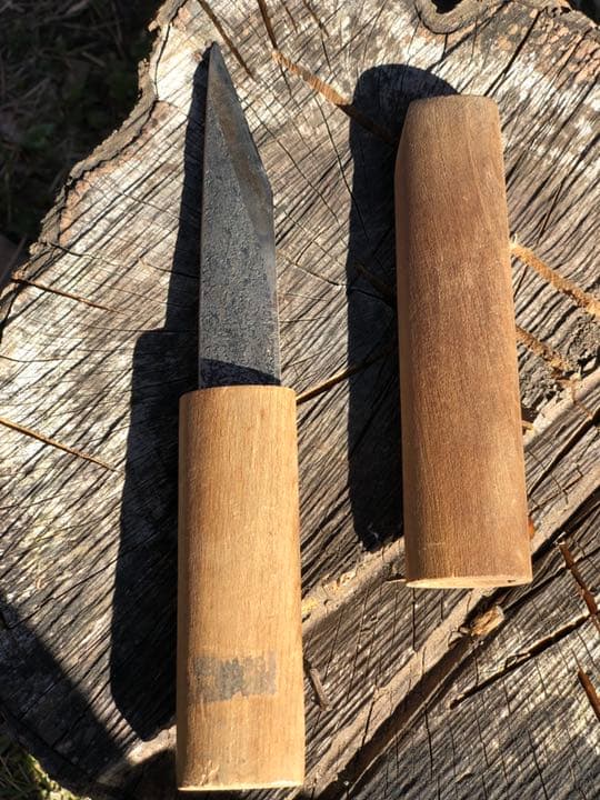 菊大竜 鞘付き 打ち刃物 小刀 青入
