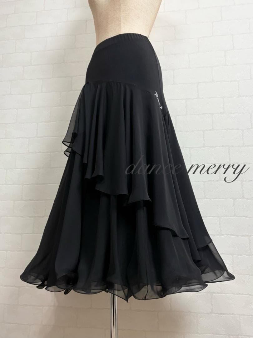 ＊新品　社交ダンス　スカート　黒　豪華　ワルツ　パーティ　豪華　1403　スロー