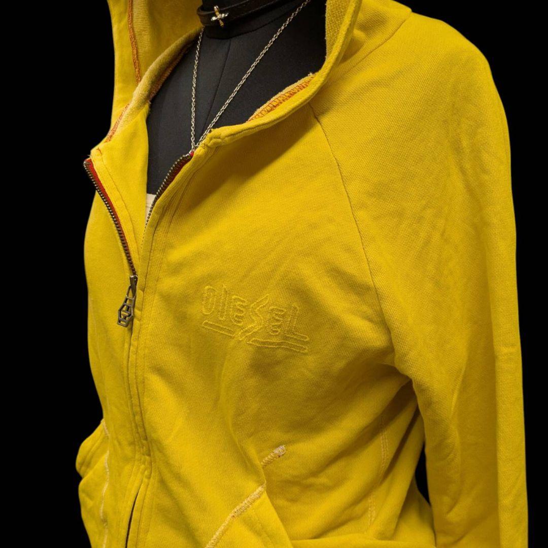 y2kグランジ DIESEL パーカー ジップアップ フーディ ギミックイエロー