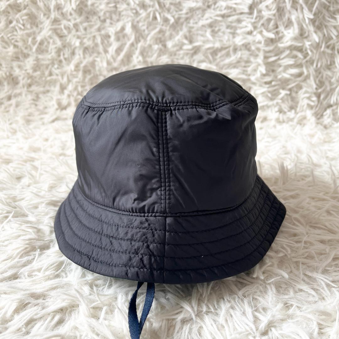 【新品】MONCLER ブラック バケットハット サイズL ホワイトロゴ