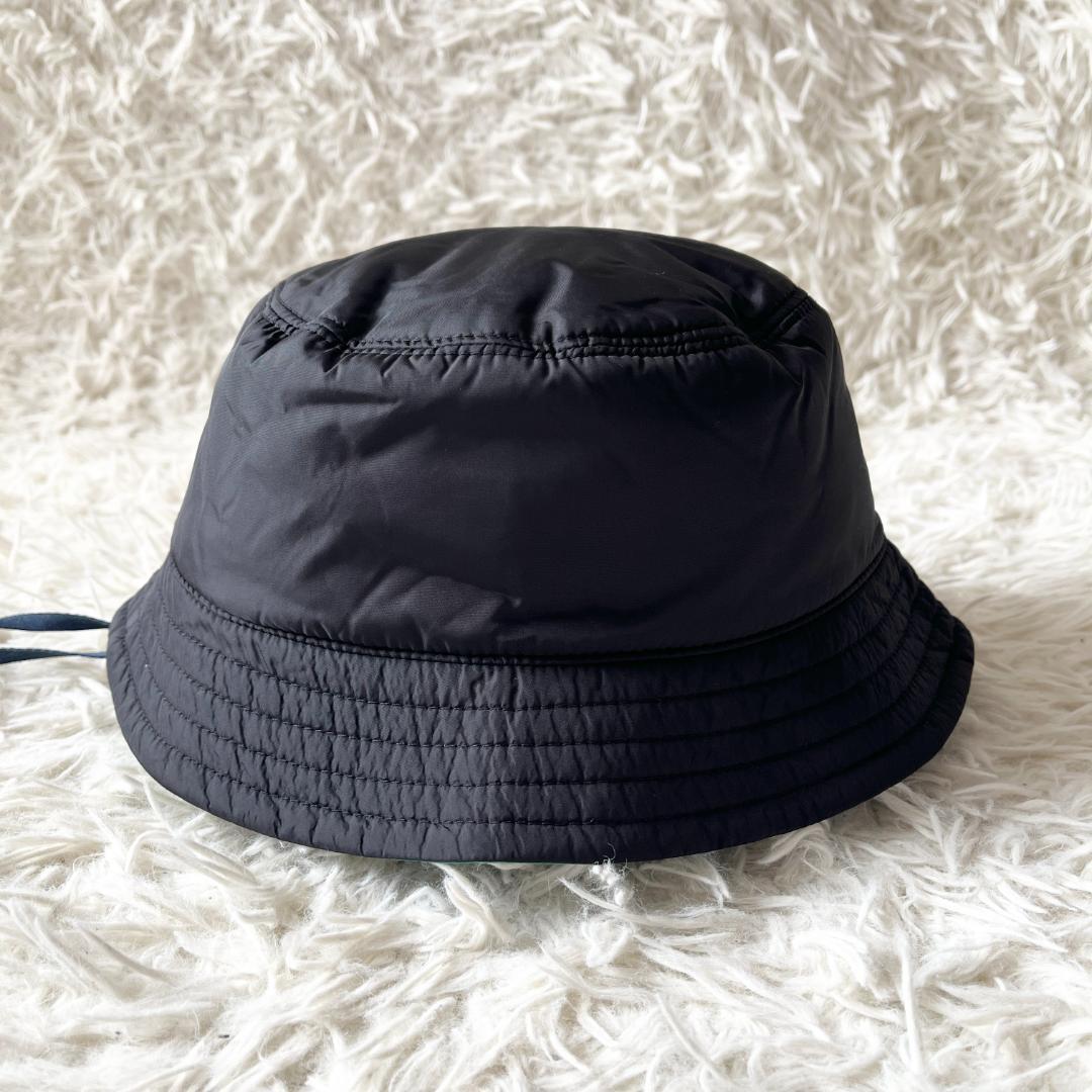 【新品】MONCLER ブラック バケットハット サイズL ホワイトロゴ