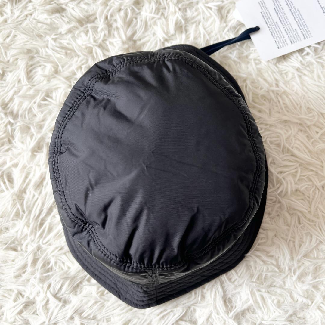 【新品】MONCLER ブラック バケットハット サイズL ホワイトロゴ