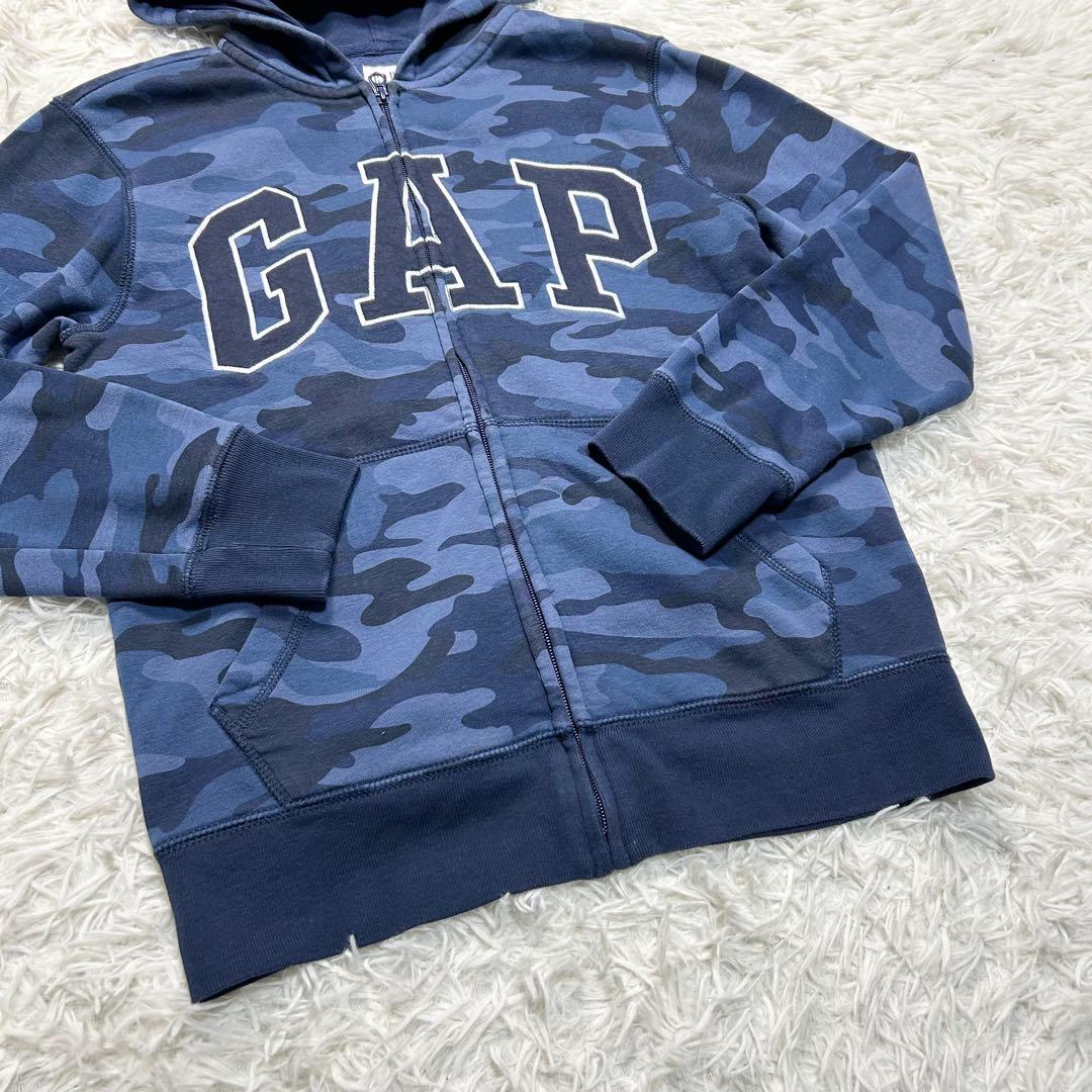 y2k gap ギャップ ジップアップパーカー カモフラ 迷彩 ネイビー ロゴ