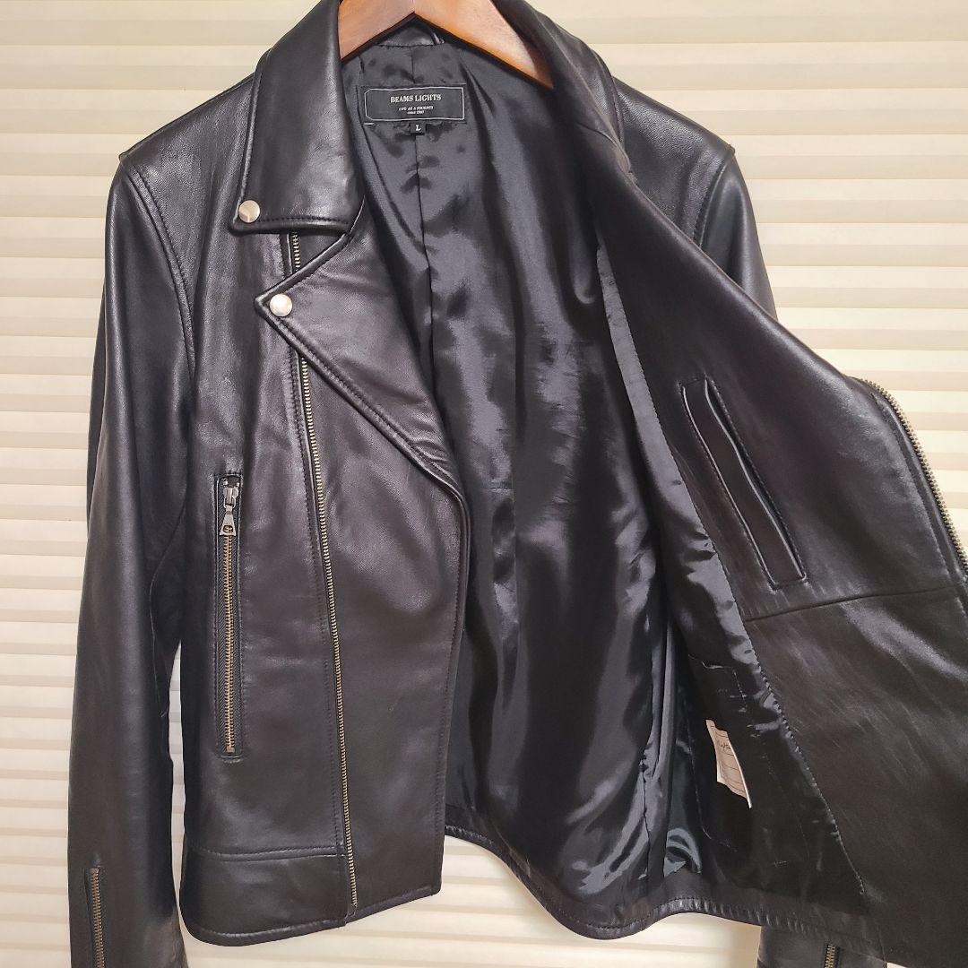 BEAMS LIGHTS シープレザー ダブルライダースジャケット 黒 Lサイズ