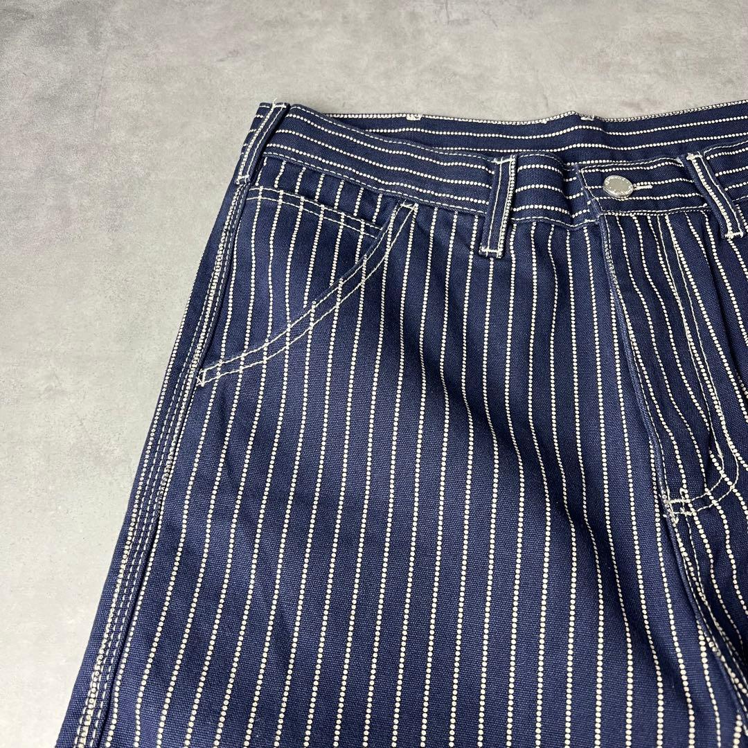 ✅新品　ウォバッシュ　ストライプ　ワークパンツ　ペインター　インディゴ　濃紺　M