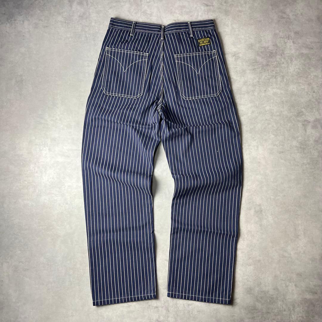 ✅新品　ウォバッシュ　ストライプ　ワークパンツ　ペインター　インディゴ　濃紺　M