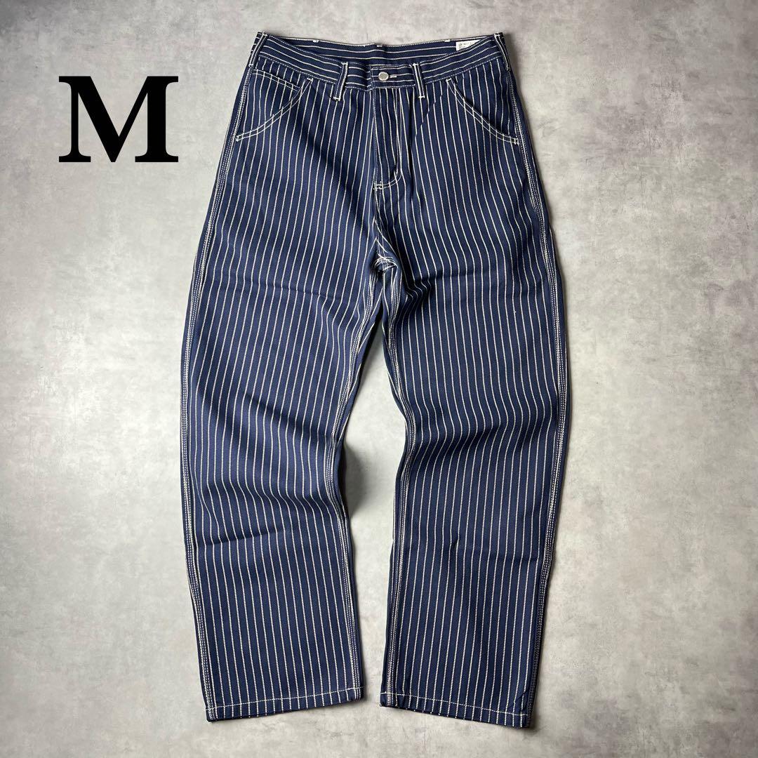 ✅新品　ウォバッシュ　ストライプ　ワークパンツ　ペインター　インディゴ　濃紺　M
