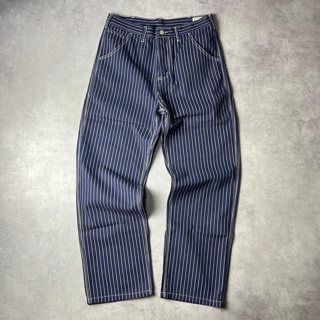 ✅新品　ウォバッシュ　ストライプ　ワークパンツ　ペインター　インディゴ　濃紺　M