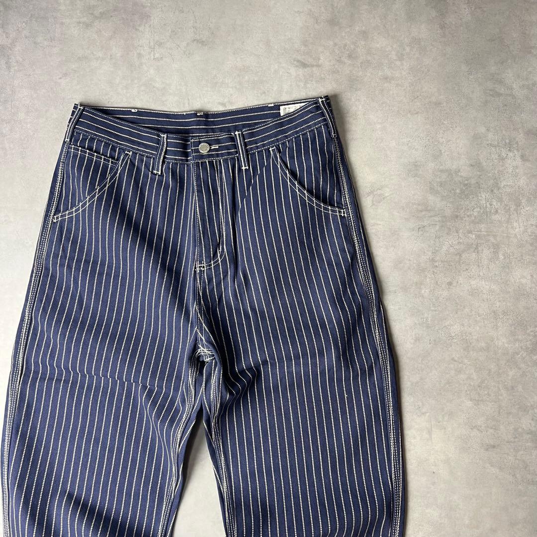 ✅新品　ウォバッシュ　ストライプ　ワークパンツ　ペインター　インディゴ　濃紺　M
