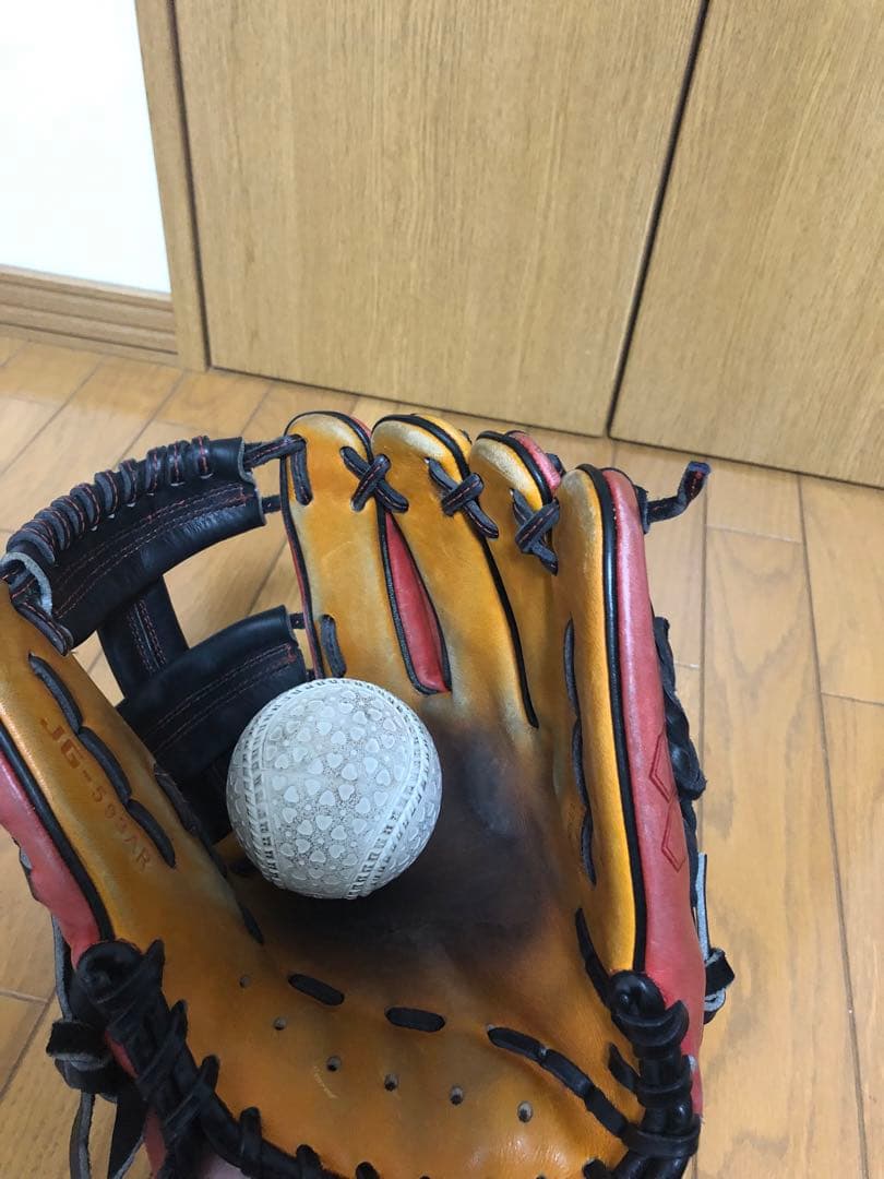 【早いもの勝ち】土日限界価格JUNKIE GLOVE 軟式グローブ 赤/オレンジ