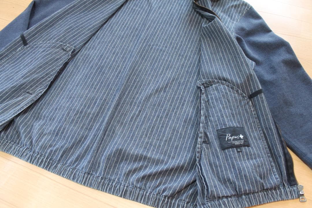 極美品5.7万円）papas+ パパス デニムフーディーブルゾンインティゴカラー