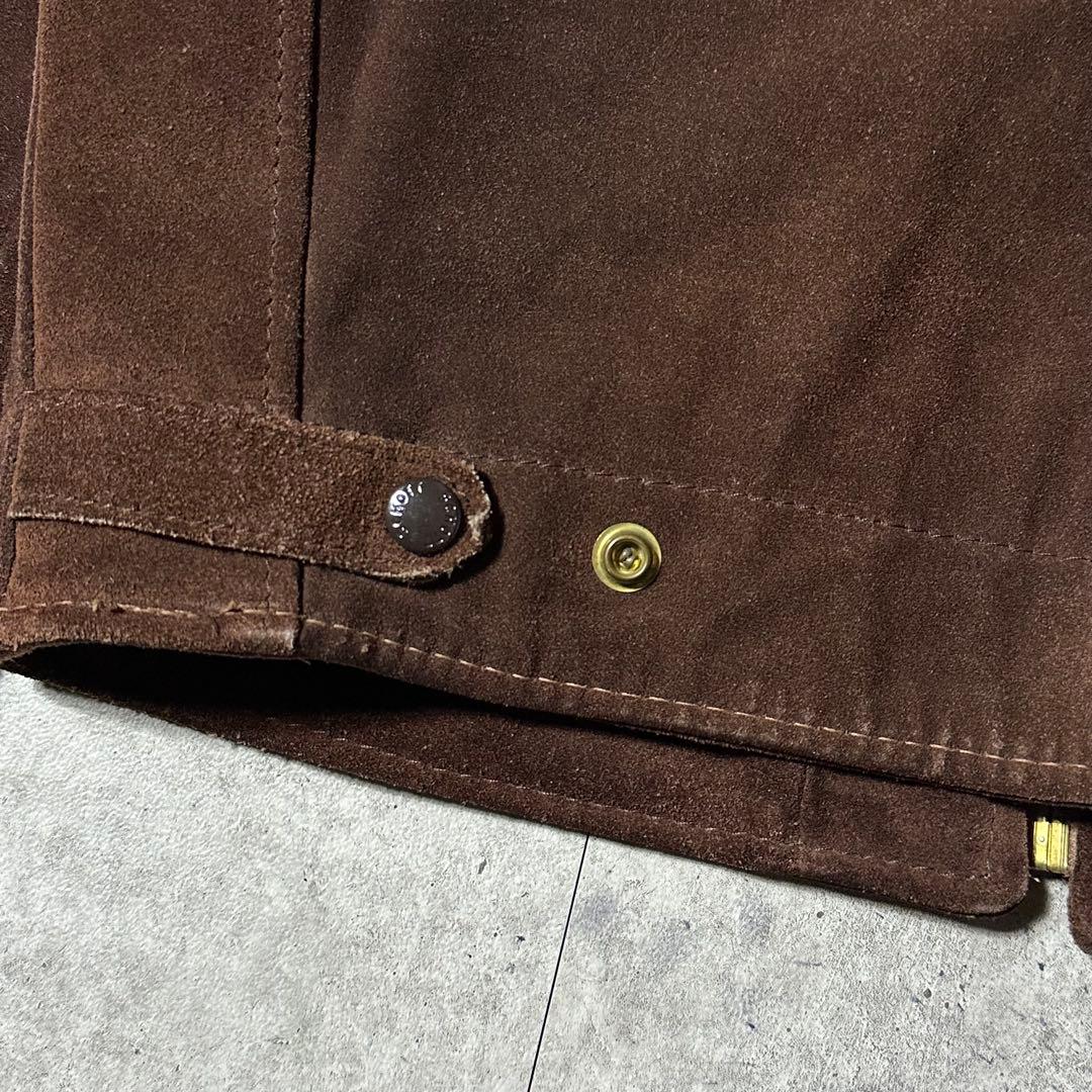 希少 Schott 313 襟レザー ジャケット 黒 ブラウン 40 スウェード