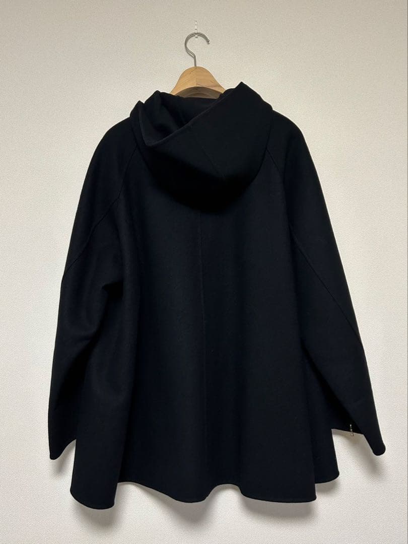 BLAMINK/フーデッドコート/size36/黒/ポンチョ/ダブルフェイス