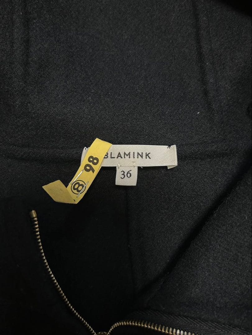 BLAMINK/フーデッドコート/size36/黒/ポンチョ/ダブルフェイス