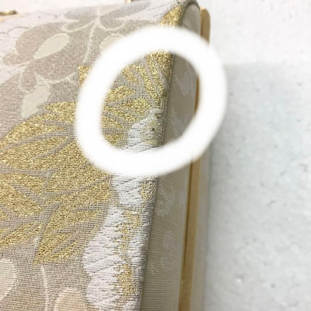 B品 新品未使用品 和装用バッグ ホワイトゴールド 花柄 礼装 振袖No143