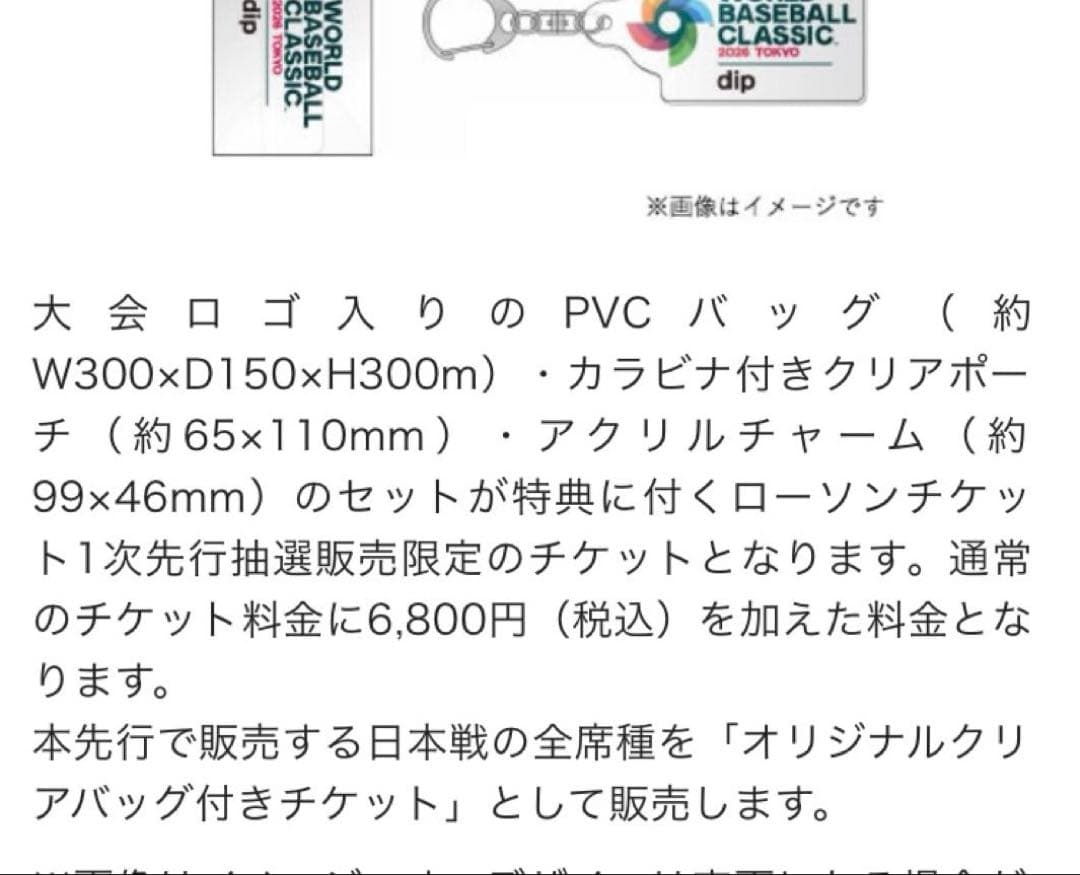 【２個】WBC オリジナル クリアバッグ・クリアポーチ・アクリルチャーム set