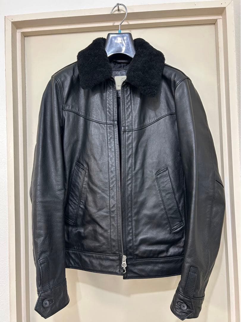 【良品】革ジャン　BEAUTY&YOUTH ブラックレザー　ライダースジャケット