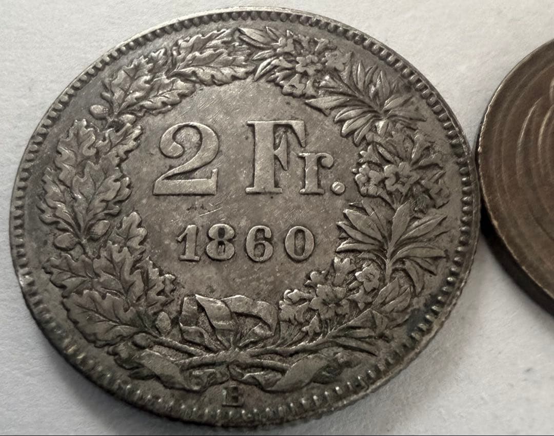小*和様 1860年スイス 2フラン銀貨　　　射撃祭　ヘルヴェティア