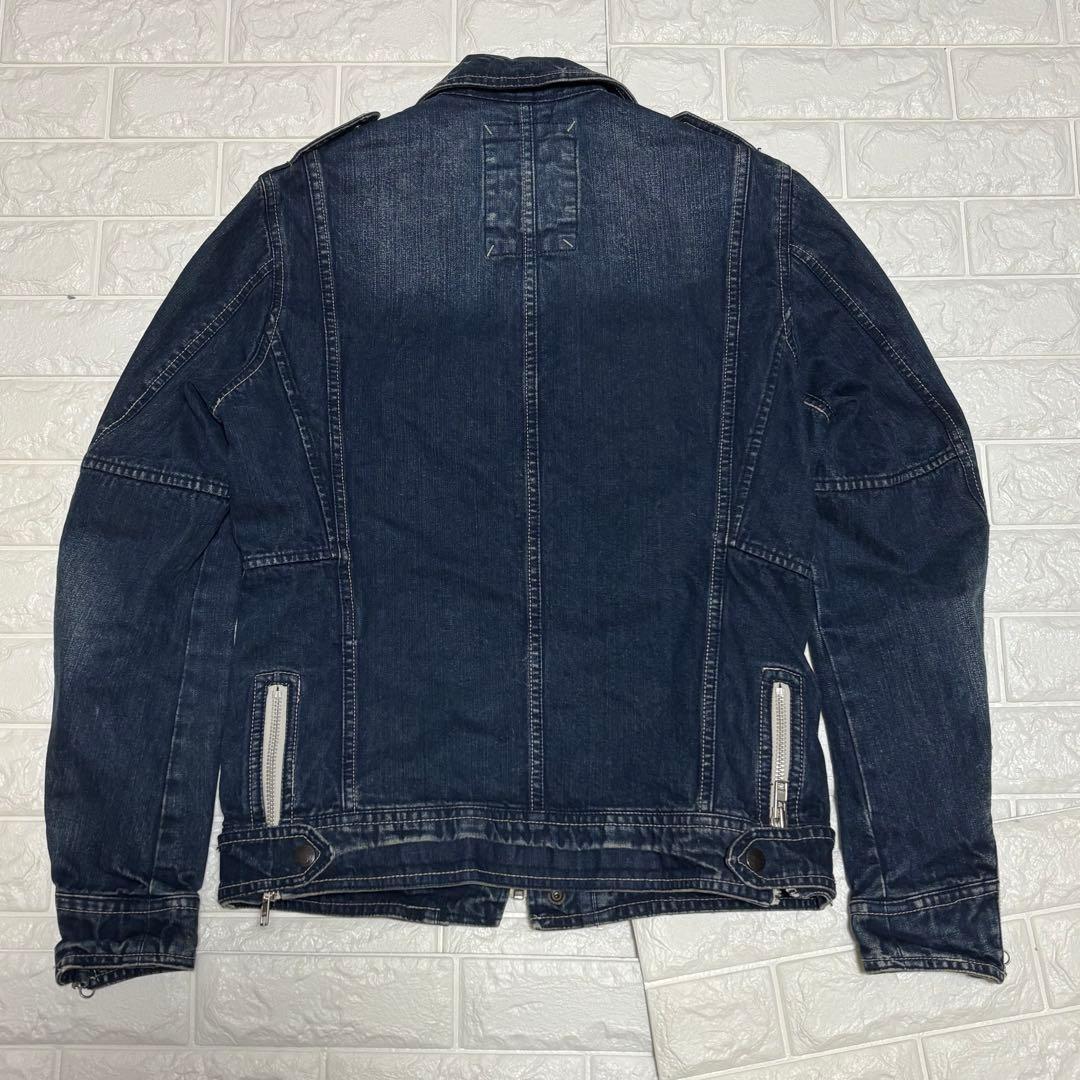 【美品】AVIREX★デニムジャケット ジップアップ USED加工 Ｌサイズ