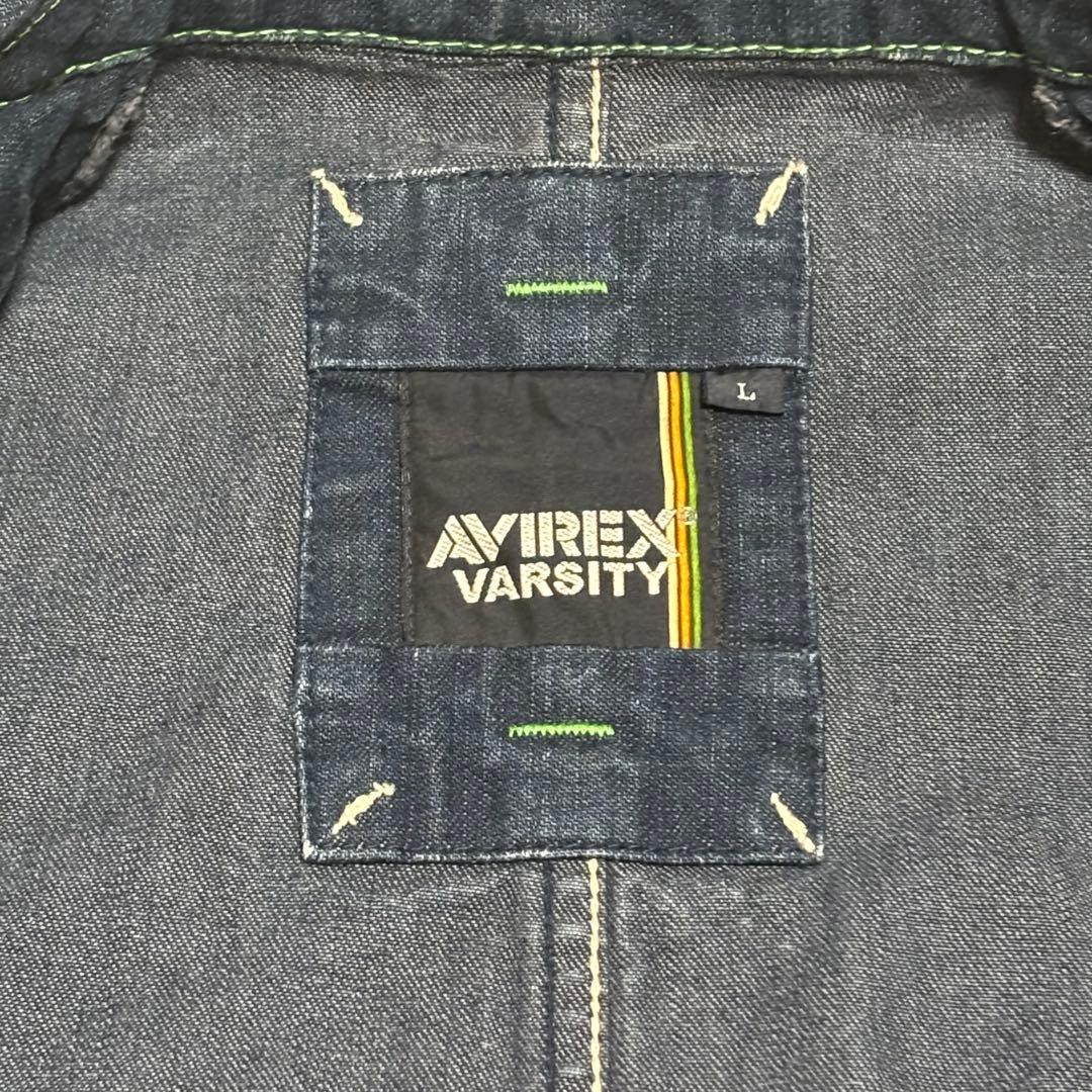 【美品】AVIREX★デニムジャケット ジップアップ USED加工 Ｌサイズ