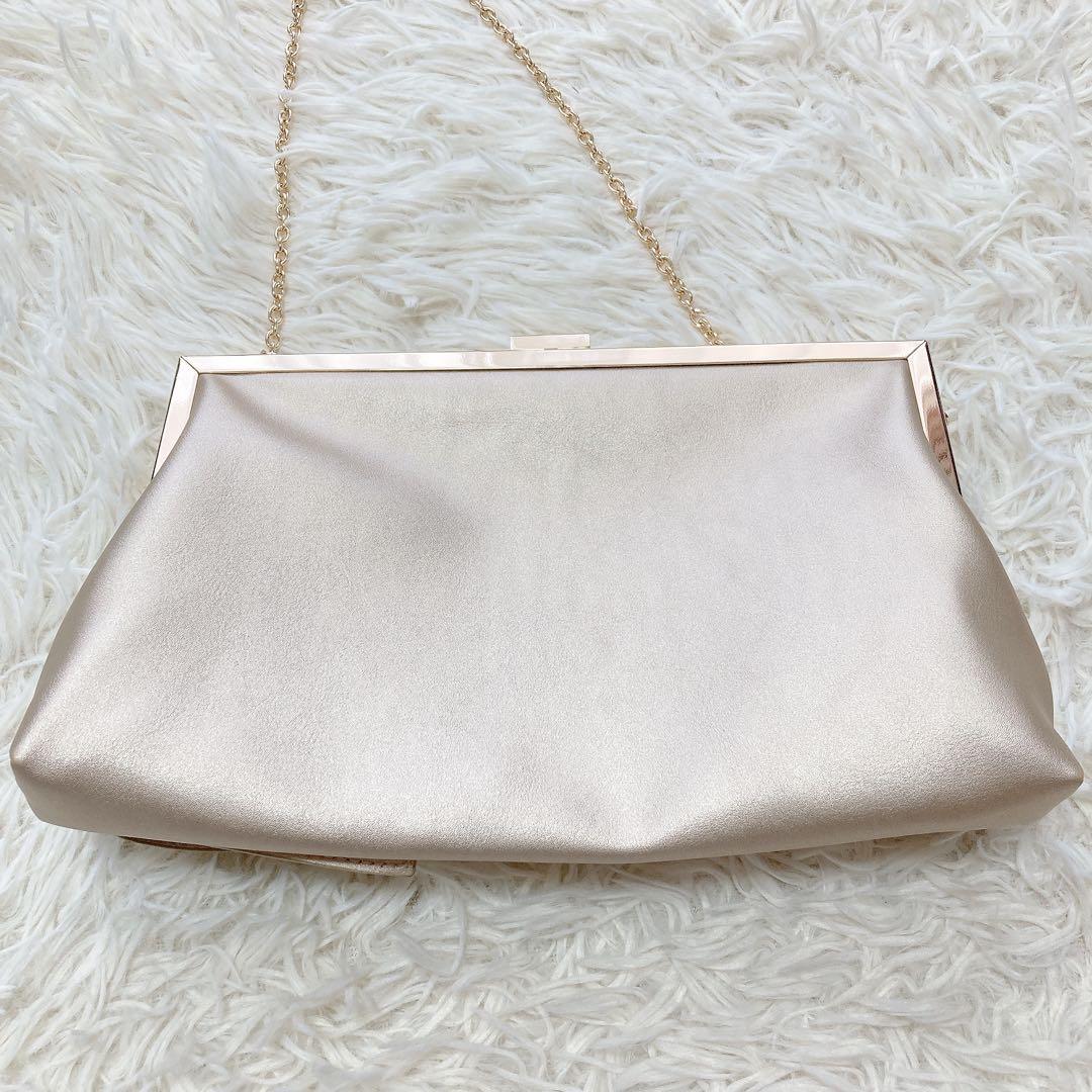 美品✨AIMER ゴールド フレアタッククラッチバッグ ショルダー 2way
