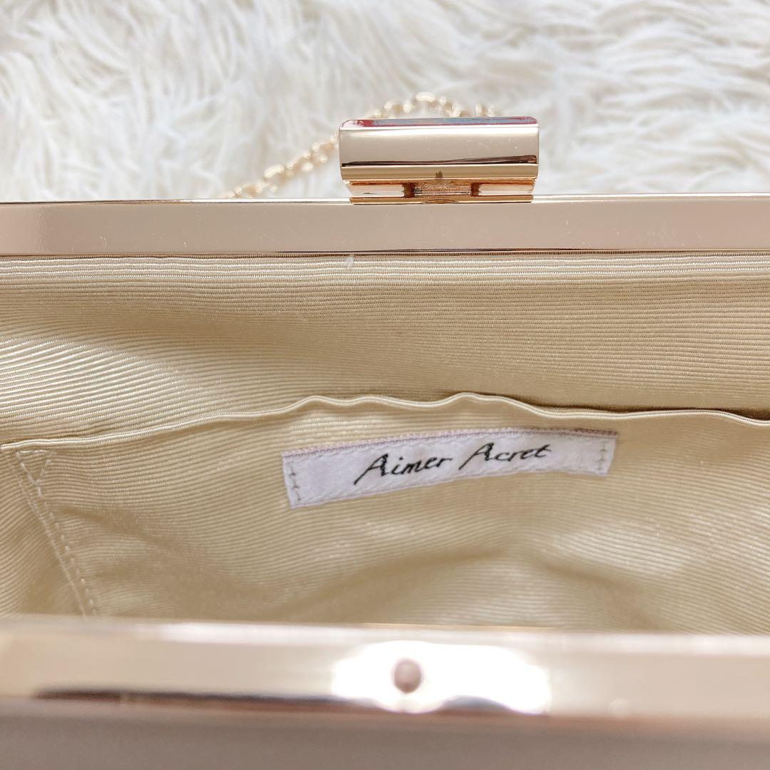 美品✨AIMER ゴールド フレアタッククラッチバッグ ショルダー 2way