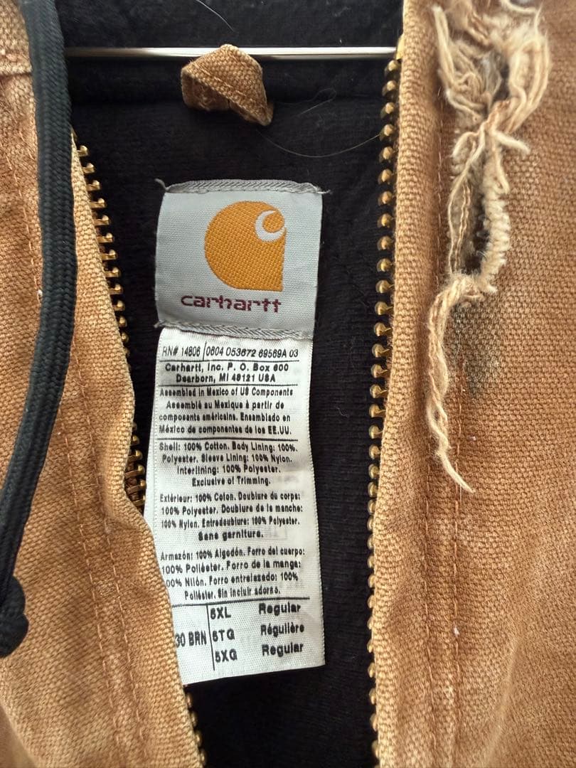 Carhartt フード付きブラウンジャケット 5XL
