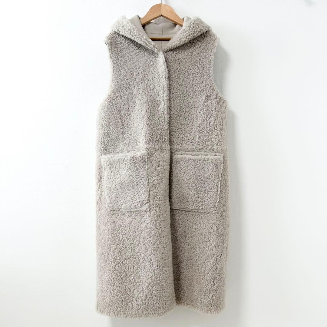 美品✨セオリーリュクス　ムートンジレ　リバーシブル　アイボリー　38