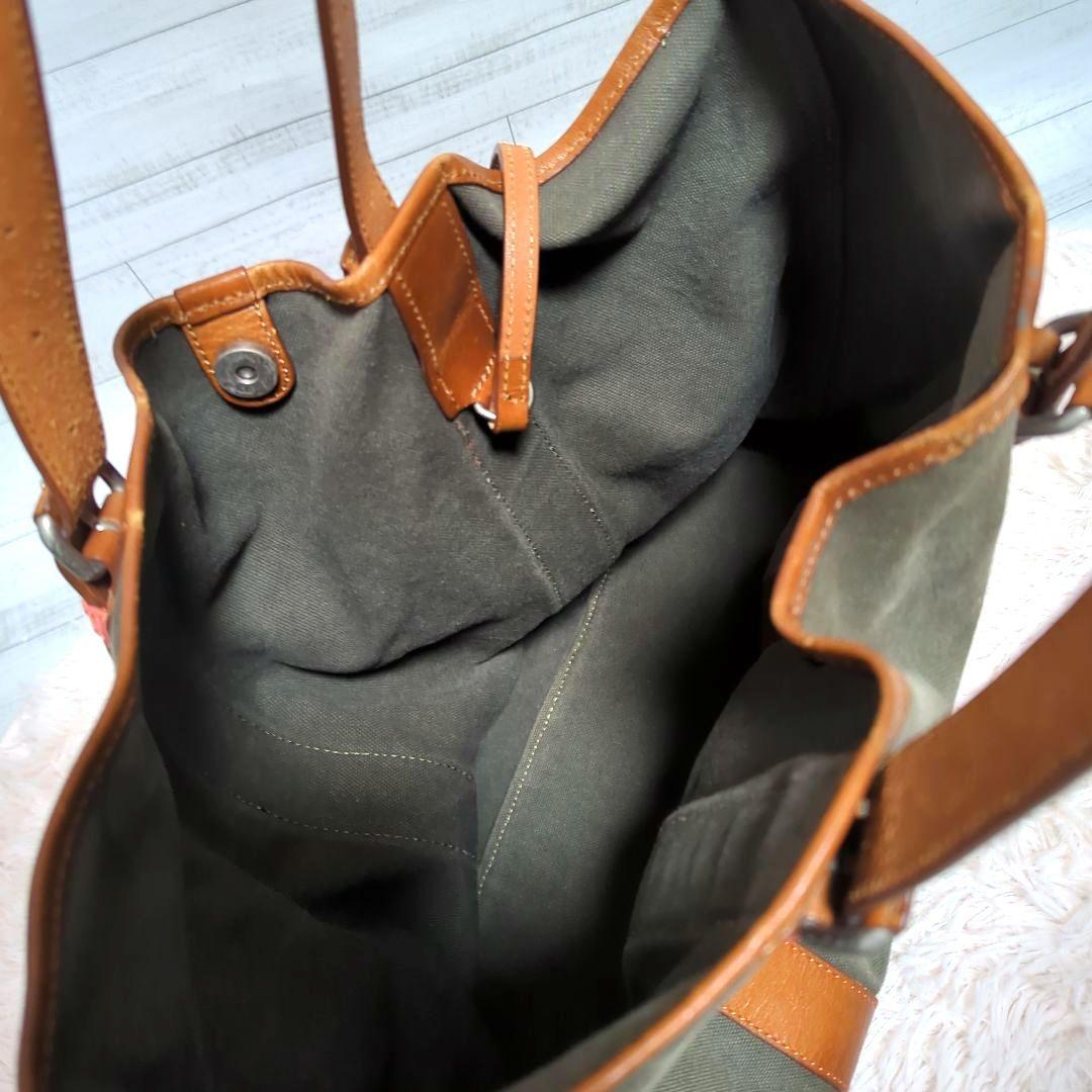 【Paul Smith】 レザー＆キャンパス/トートバッグ/肩掛け可/A4収納可