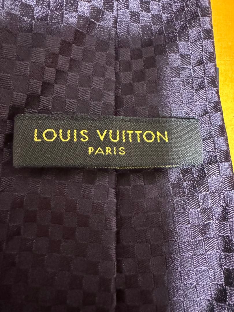 再値下げ！Louis Vuitton ダークパープル ダミエ柄ネクタイ