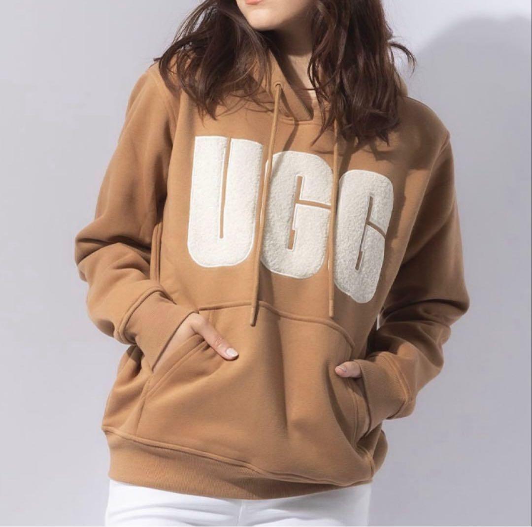 UGG パーカー フーディー 2024 fluff logo ボア S ブラウン