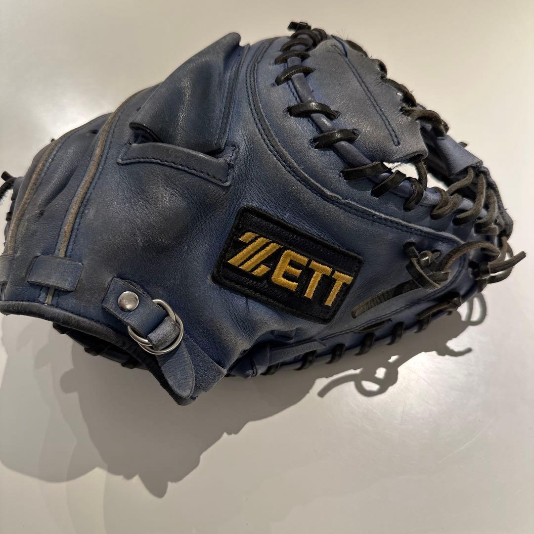 ZETTキャッチャーミット 軟式野球用　　青 レザー
