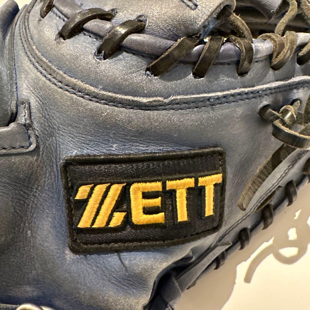 ZETTキャッチャーミット 軟式野球用　　青 レザー
