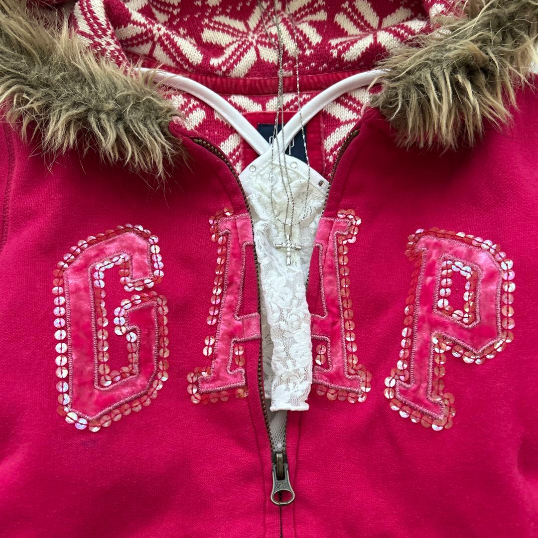 希少⭐︎GAP ❤︎y2k グランジ　平成ギャル　短丈　ファーパーカー