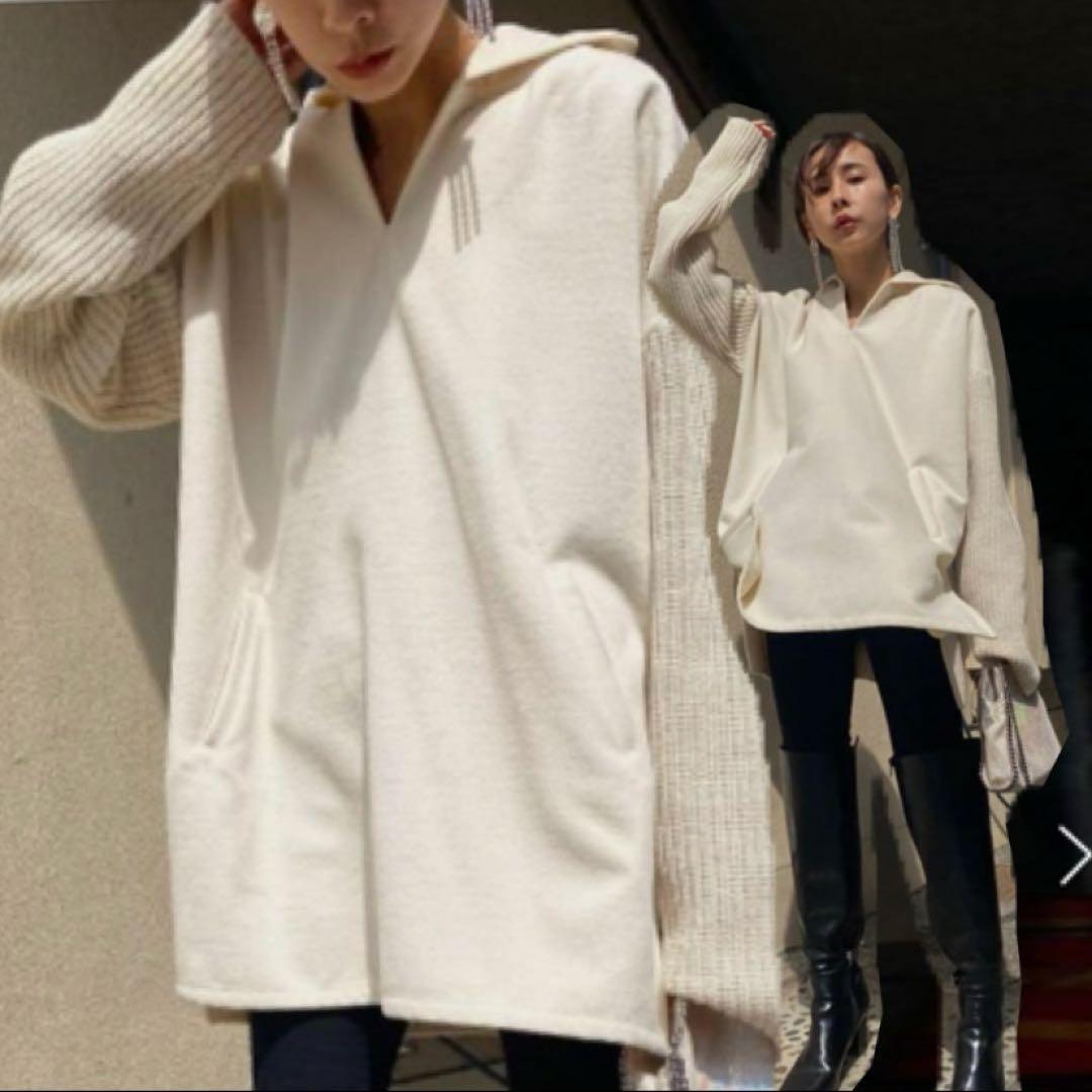 トップス HOODED DOCKING KNIT AMERI