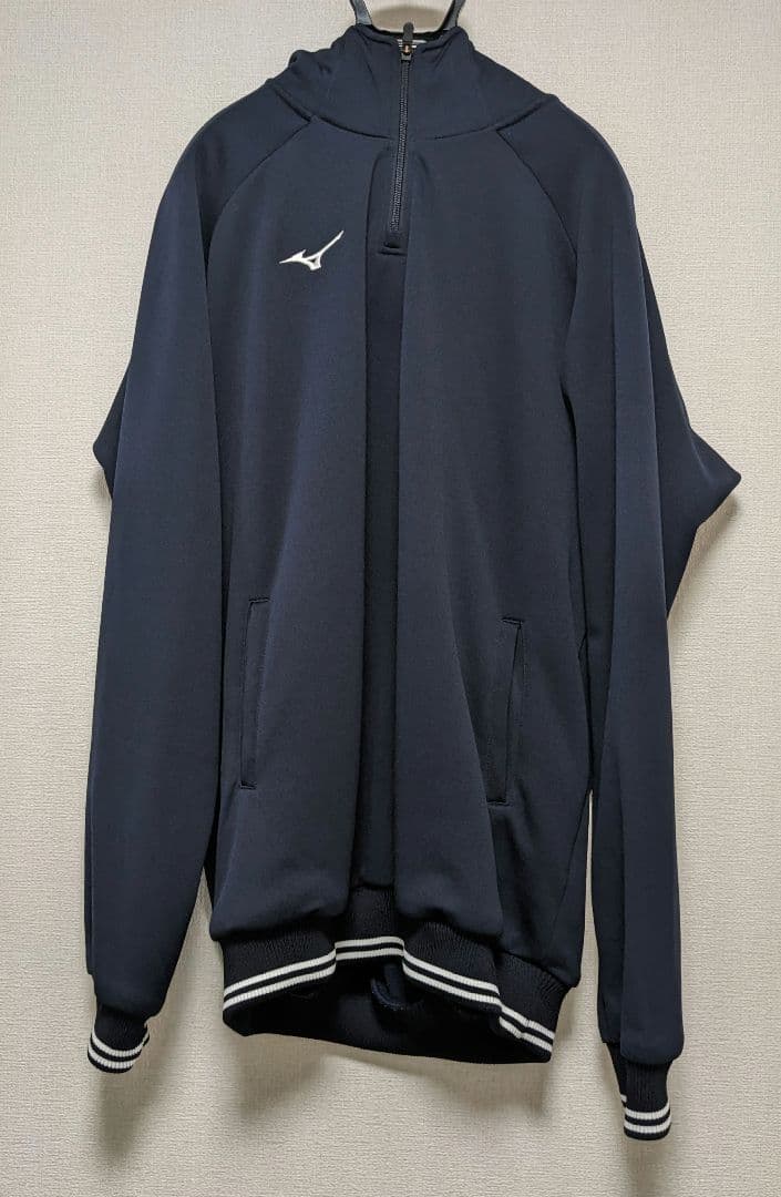 Mizuno ハーフジップフード付きパーカー ネイビー