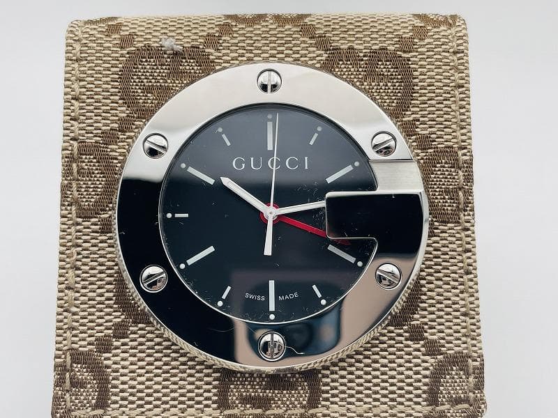 グッチ GUCCI トラベルクロック GGキャンバス 置時計 動作品
