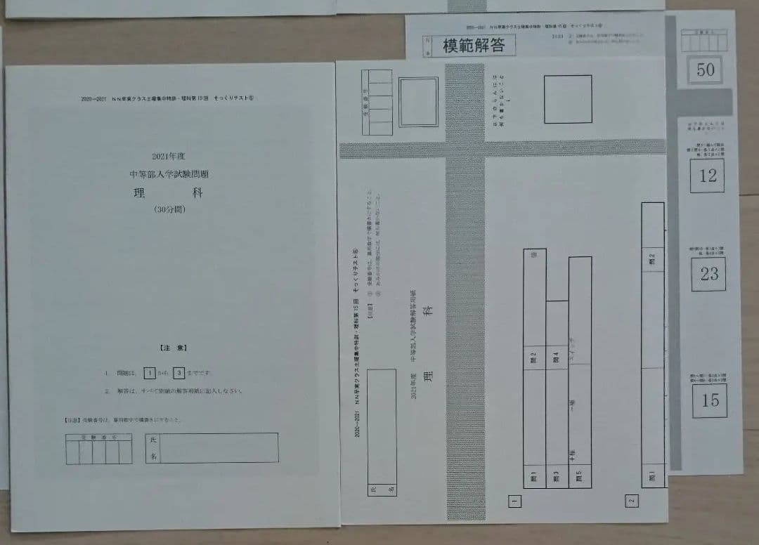 NN早実クラス 土曜特訓 全そっくりテスト 理科社会 早稲田アカデミー早稲田実業